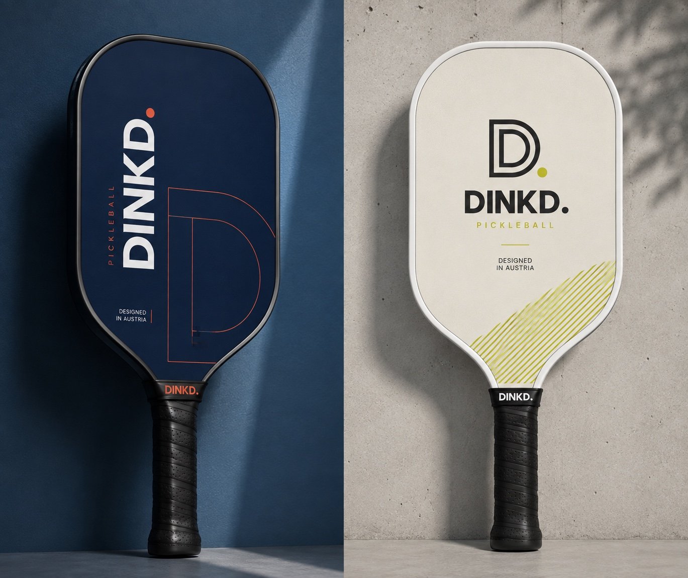 Zwei DINKD Pickleball-Schläger in Blau und Off-White